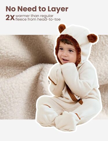 Patpat Baby Fleece Footies Rooded Romper - ملابس لطيفة للبنين والبنات - سستة 2 Way - ملابس الأطفال حديثي الولادة in Kuwait