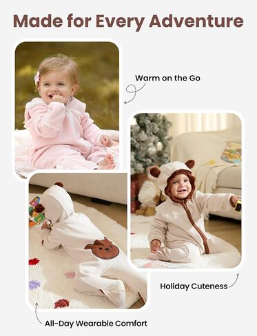 Patpat Baby Fleece Footies Rooded Romper - ملابس لطيفة للبنين والبنات - سستة 2 Way - ملابس الأطفال حديثي الولادة in Kuwait