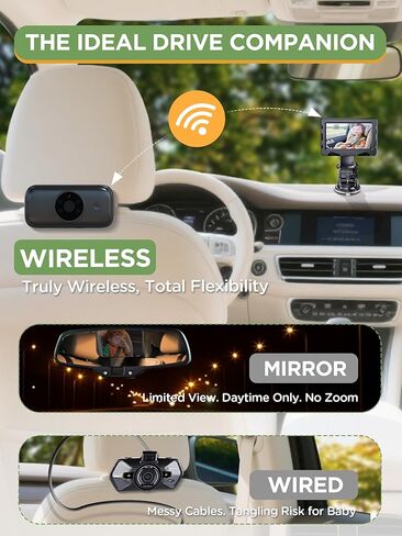 كاميرا سيارة أطفال لاسلكية - عمر بطارية 40 ساعة ورؤية ليلية 940 مل ، و 4.3 '' HD Car Baby Monitor - 1080p video و 360 ° قابلة للتعديل ، كاميرا المقعد الخلفي الخلفي - أساسيات للعائلات حديثي الولادة in Kuwait