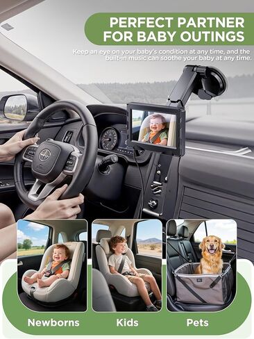 كاميرا سيارة أطفال لاسلكية - عمر بطارية 40 ساعة ورؤية ليلية 940 مل ، و 4.3 '' HD Car Baby Monitor - 1080p video و 360 ° قابلة للتعديل ، كاميرا المقعد الخلفي الخلفي - أساسيات للعائلات حديثي الولادة in Kuwait