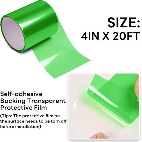 Arespark Clear Green Light Filter Vinyl Wrap, 4in x 20ft DIY Transparent Filter Film Sheets Stickers for Christmas Halloween Landscape, Table Lamps, Garden Lights, Glass Doors Windows, Fog Lights in Kuwait