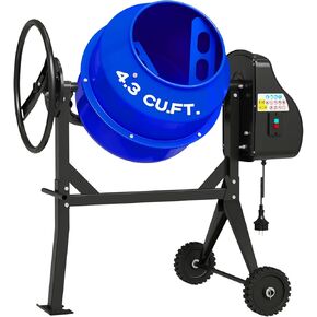 Electric Concrete Mixer, 4.3 Cubic Ft, 3/5HP. 450W Portable Concrete Mixer Machine with Stand & Wheels for Stucco, Mortar, Seeds, Blue in Kuwait