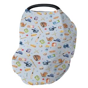 Baseballs Patriotic Car Seat Cover for Babies 4th of July Baseballs Bats Hats Stretchy 5-in-1 Cover Adjustable Infant Carseat Canopy Cover American Sports Breathable Nursing Cover-Up in Saudi Arabia