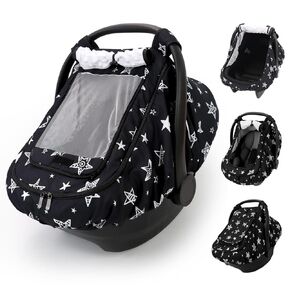 Car Seat Cover Baby Girls, Infant Car Seat Canopy Outdoor, 2 Layers with Mesh and Sun Shade Window for Summer Winter, Easy Access Carseat Covers Snug Fit Baby Stroller - Pink Floral in Kuwait