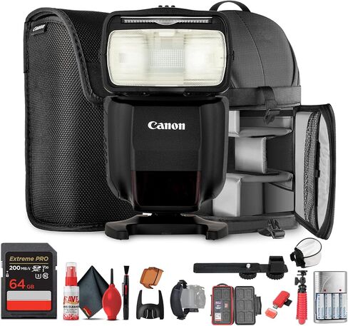 Canon Speedlite 430EX III-RT Flash – Wireless Radio & Optical TTL, High-Speed Sync, Bounce & Swivel Head, Compact Design + 64GB Memory Card + Pro Sling Backpack + Flash Bracket + More (Renewed) in Saudi Arabia