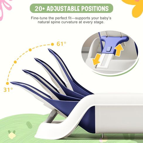 Reclining Baby Bathtub for Newborn, Angle Adjustable Baby Tub for Infant to Toddler, Bath Support in Tub, Thermometer & Bath Kneeler Rest Pad & Clean Rinse Cup, 6-36 Months-Pink in Saudi Arabia
