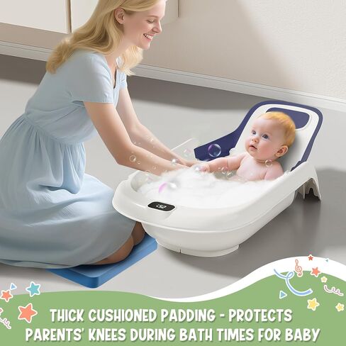 Reclining Baby Bathtub for Newborn, Angle Adjustable Baby Tub for Infant to Toddler, Bath Support in Tub, Thermometer & Bath Kneeler Rest Pad & Clean Rinse Cup, 6-36 Months-Pink in Saudi Arabia