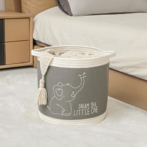 Baby Blanket Baskets Laundry Hamper Cute Lion Nursery Toy Storage Basket, Woven Cotton Rope Nursery Organization Bins For Girls Boys Kids Baby Shower Gifts Baskets in Saudi Arabia
