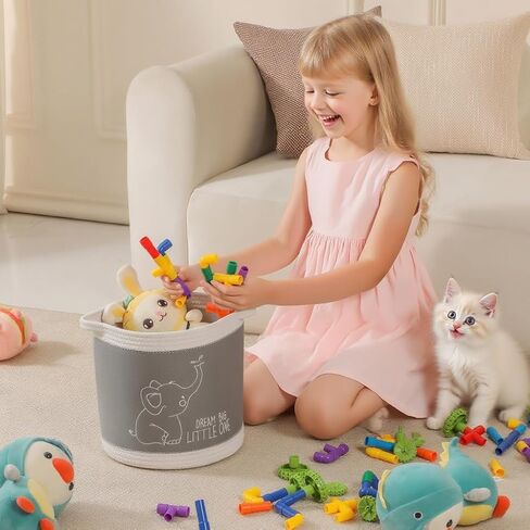 Baby Blanket Baskets Laundry Hamper Cute Lion Nursery Toy Storage Basket, Woven Cotton Rope Nursery Organization Bins For Girls Boys Kids Baby Shower Gifts Baskets in Saudi Arabia
