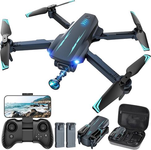 بدون طيار مع الكاميرا ، طائرة بدون طيار مصغرة للأطفال مع كاميرا 1080 بكسل HD FPV ، واحد مفتاح الإقلاع/الأرض ، وهدايا الارتفاع ، و 360 درجة ، ذبابة الطريق ، وملحقات صورة شخصية ، 3 سرعات ، 2 بطارية عيد ميلاد عيد ميلاد هدايا للأولاد in Saudi Arabia