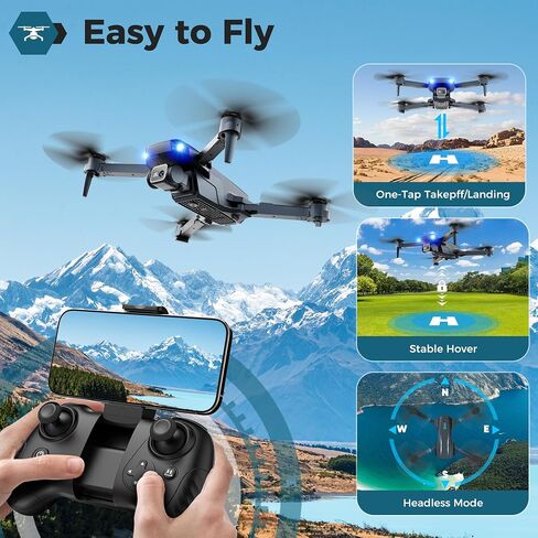 بدون طيار مع الكاميرا ، طائرة بدون طيار مصغرة للأطفال مع كاميرا 1080 بكسل HD FPV ، واحد مفتاح الإقلاع/الأرض ، وهدايا الارتفاع ، و 360 درجة ، ذبابة الطريق ، وملحقات صورة شخصية ، 3 سرعات ، 2 بطارية عيد ميلاد عيد ميلاد هدايا للأولاد in Saudi Arabia