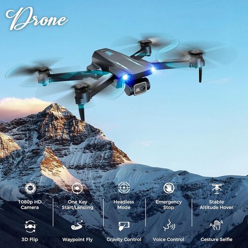 بدون طيار مع الكاميرا ، طائرة بدون طيار مصغرة للأطفال مع كاميرا 1080 بكسل HD FPV ، واحد مفتاح الإقلاع/الأرض ، وهدايا الارتفاع ، و 360 درجة ، ذبابة الطريق ، وملحقات صورة شخصية ، 3 سرعات ، 2 بطارية عيد ميلاد عيد ميلاد هدايا للأولاد in Saudi Arabia