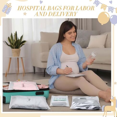 Honoson 30 PCS Hospital Facs for Labor و Delivery مع ملصقات قابلة للاستمتاع بالمستشفيات التي تنظم أكياسًا من أكياس صوتية بلاستيكية من الأمومي للأمومة حديثي الولادة لأول مرة دش الطفل in Saudi Arabia