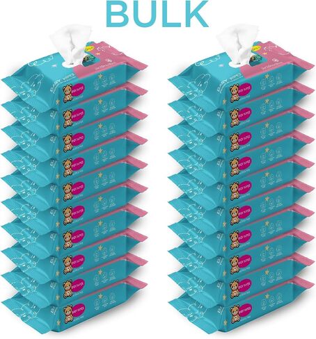 Ioly's Baby Wipes Unscented Wet Wipes 99% Water Based with Aloe Vera Fragrance Free Travel Pack 20 ct Hypoallergenic Water wipes for Sensitive Skin Toallitas Húmedas para Bebés Bulk Available in Saudi Arabia