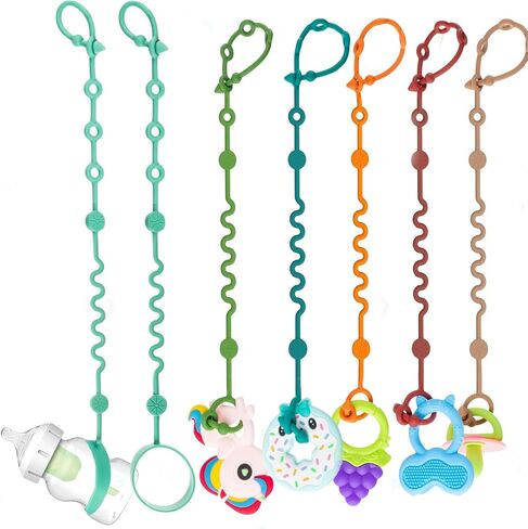 Toy Straps for Baby, Adjustable Toy Holder for Stroller Accessories, Silicone Baby Tether Pacifier Clip, No Throw Baby Travel Essential Leash for High Chair, Car Seat (7- Pack) in Saudi Arabia
