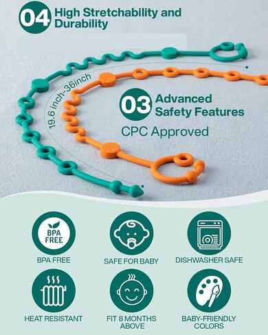 Toy Straps for Baby, Adjustable Toy Holder for Stroller Accessories, Silicone Baby Tether Pacifier Clip, No Throw Baby Travel Essential Leash for High Chair, Car Seat (7- Pack) in Saudi Arabia