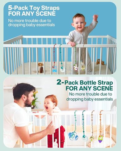 Toy Straps for Baby, Adjustable Toy Holder for Stroller Accessories, Silicone Baby Tether Pacifier Clip, No Throw Baby Travel Essential Leash for High Chair, Car Seat (7- Pack) in Saudi Arabia