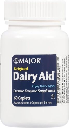 Major Fast Acting Dairy Aid Lactase Enzyme Supplement for Prevention of Gas Diarrhea Bloating - 32 Caplets in Saudi Arabia