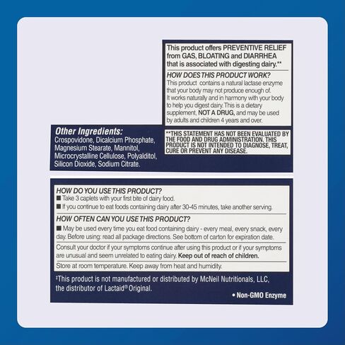 Major Fast Acting Dairy Aid Lactase Enzyme Supplement for Prevention of Gas Diarrhea Bloating - 32 Caplets in Saudi Arabia
