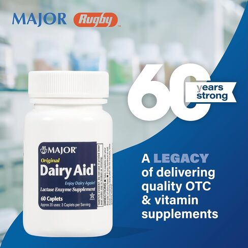 Major Fast Acting Dairy Aid Lactase Enzyme Supplement for Prevention of Gas Diarrhea Bloating - 32 Caplets in Saudi Arabia