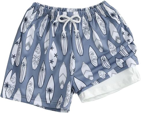 Twopumpkin Toddler Boy Swim Trunks with Compression Liner Little Boys Bathing Suit Swimsuit Swimming Shorts in Kuwait