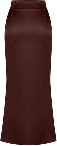 Womens Satin Skirt Silk A Line Swing Pleated Party Wedding Cocktail Skirts High Waist Bodycon Long Maxi Skirt in Kuwait