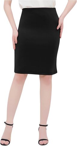 Women's High Waist Bodycon Pencil Skirt Stretchy Busines Casual Knee Length Midi Skirts Summer Fall Clothes Outfits in Kuwait