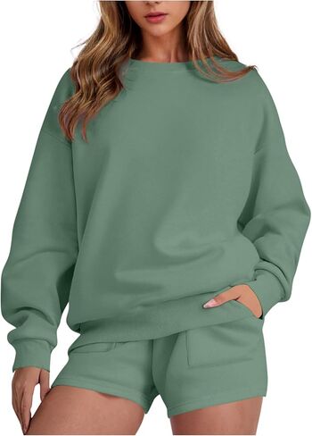 مجموعات صالة للنساء شورتات عرق من قطعتين مجموعة من النوع الثقيل متطابق مع الجيوب التي تسقط ملابس الأزياء in Kuwait