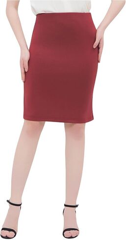 Women's High Waist Bodycon Pencil Skirt Stretchy Busines Casual Knee Length Midi Skirts Summer Fall Clothes Outfits in Kuwait