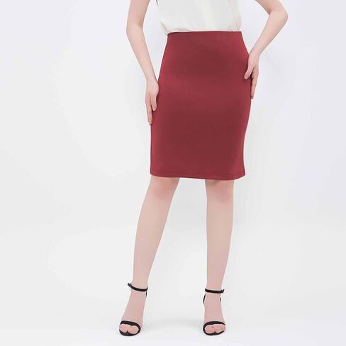 Women's High Waist Bodycon Pencil Skirt Stretchy Busines Casual Knee Length Midi Skirts Summer Fall Clothes Outfits in Kuwait