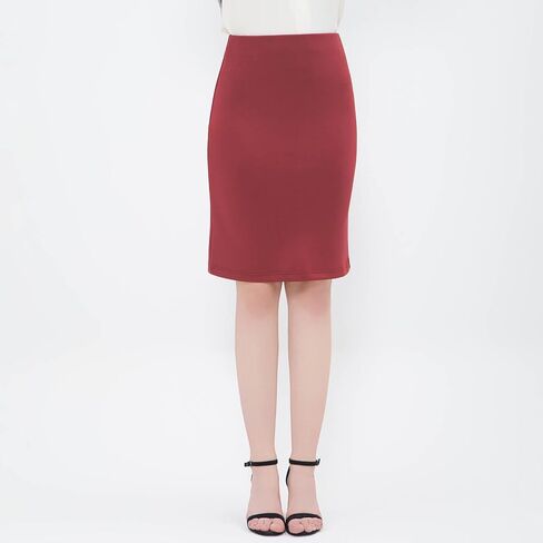 Women's High Waist Bodycon Pencil Skirt Stretchy Busines Casual Knee Length Midi Skirts Summer Fall Clothes Outfits in Kuwait