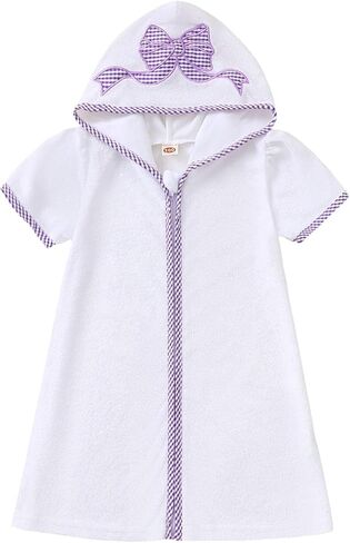 طفل صغير للسباحة تغطية Terry Cloth Cute Bowknot مطرزة على السوستة مقنع in Kuwait