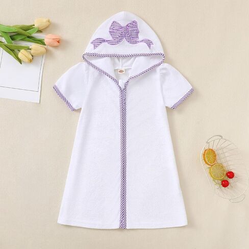 طفل صغير للسباحة تغطية Terry Cloth Cute Bowknot مطرزة على السوستة مقنع in Kuwait