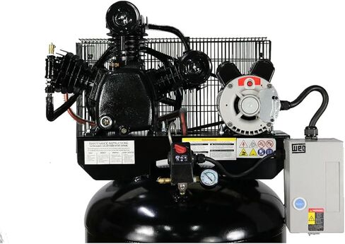 ATLAS Automotive Equipment AF7 Vertical 80 Gallon Air Compressor with Mag Starter, 3 Cylinder, 2-Stage Pump, 5hp Running Motor, 90-175 PSI, 220V Single Phase, 1/2" NPT Air Outlet, Made in USA in Saudi Arabia