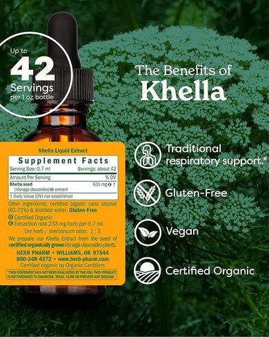 مستخلص سائل Herb Pharm Khella لدعم الجهاز التنفسي - 4 أونصة in Saudi Arabia