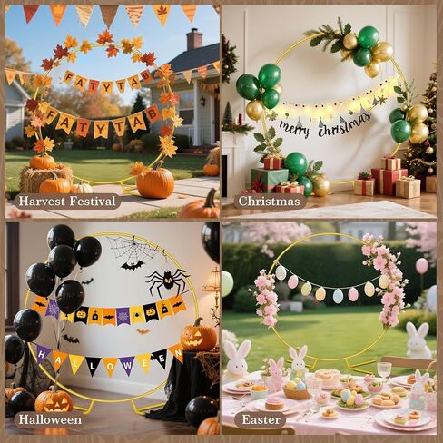 7.2FT Round Balloon Arch Stand,Gold Arch Backdrop Stand for Parties，Metal Circle Wedding Arch Heavy Duty for Ceremony Birthday Party Anniversary Bridal Graduation Decoration in Kuwait