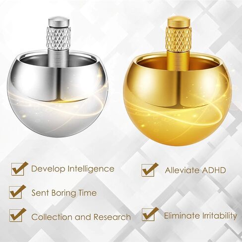 Skylety 2 Pieces Metal Spinning Top Aluminum Flip Over Top Spinner Gyroscope Stainless Steel Toy for Girls, Boys, and Adults(Silver) in Saudi Arabia