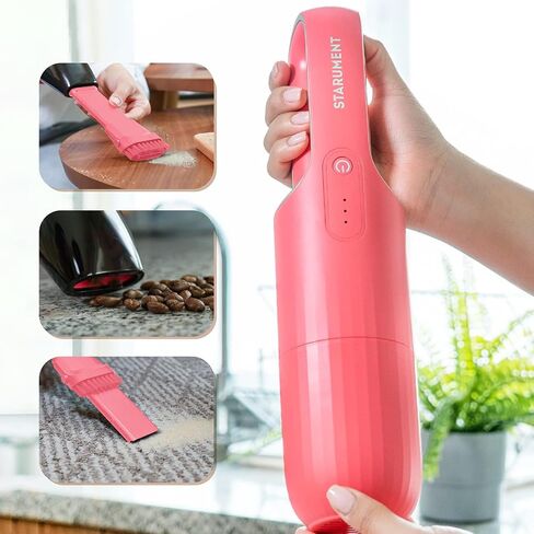 Starument Handheld Vacuum Cleaner - Cordless Vacuum Cleaner for Cleaning Dust, Dirt, Pet Hair Suction - Compact, Rechargeable & Wireless Device for Home, Office, Car - USB-C Cable, Crevice Suction in Saudi Arabia