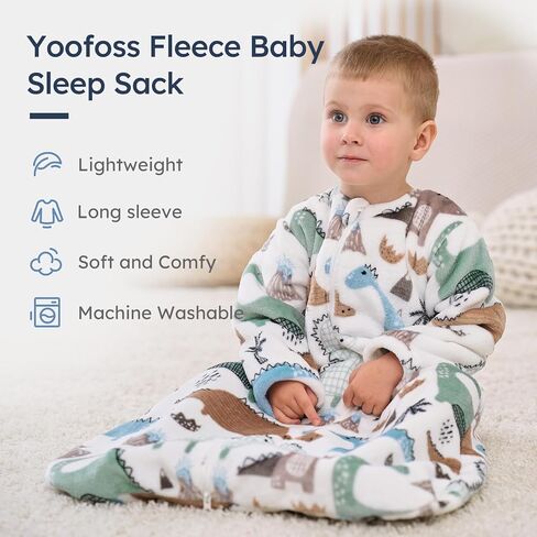 yoofoss baby sleep stack من 6 إلى 12 شهرًا ، أكياس نوم طويلة الأكمام 1.5 ، بطانية يمكن ارتداؤها للأطفال مع سحاب ثنائي الاتجاه ، دافئ ناعم in Kuwait