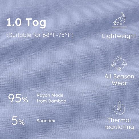 Rayon Made from Bamboo Baby Sleep Sack 6-12 Months 1.0 Tog Baby Wearable Blanket Super Soft Sleeping Sack with 2-Way Zipper for Infant Newborn - Medium Haze Blue in Saudi Arabia