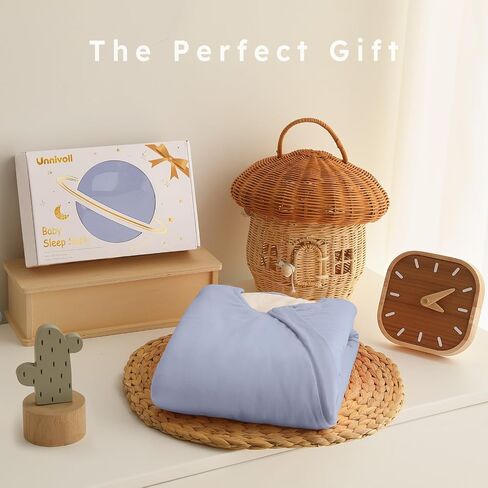 Rayon Made from Bamboo Baby Sleep Sack 6-12 Months 1.0 Tog Baby Wearable Blanket Super Soft Sleeping Sack with 2-Way Zipper for Infant Newborn - Medium Haze Blue in Saudi Arabia