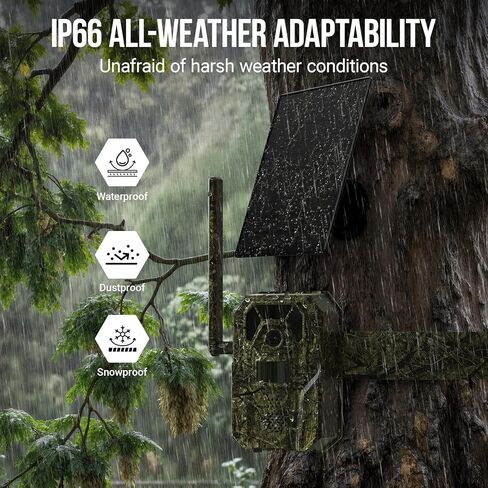 4G Cellular Trail Camera 2K Video Audible Video 0.3S Trigger 940nm لا Glow IR Light Vision Hunting Essentials IP66 الاستخدام الفوري مع ذاكرة 32 جيجابايت 13000 مللي أمبير لوحة الطاقة الشمسية المضادة للسرقة in Kuwait