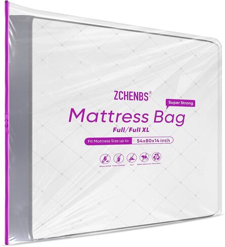 ZCHENBS® – Mattress Bags for Moving and Storage,Mattress Bag with Zippers,5 Mil Ultra-Thick Bed Bag,Waterproof,Anti-Tear,Heavy-Duty Mattress bag (Transaparent/Blue, Crib-(1 Pack)) in Saudi Arabia