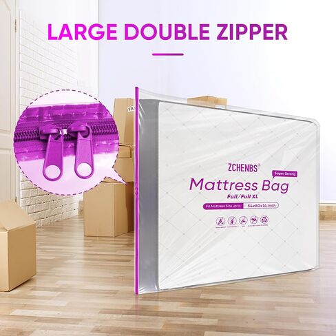 ZCHENBS® – Mattress Bags for Moving and Storage,Mattress Bag with Zippers,5 Mil Ultra-Thick Bed Bag,Waterproof,Anti-Tear,Heavy-Duty Mattress bag (Transaparent/Blue, Crib-(1 Pack)) in Saudi Arabia