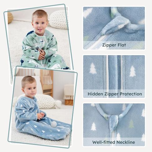 yoofoss baby sleep stack من 6 إلى 12 شهرًا ، أكياس نوم طويلة الأكمام 1.5 ، بطانية يمكن ارتداؤها للأطفال مع سحاب ثنائي الاتجاه ، دافئ ناعم in Kuwait