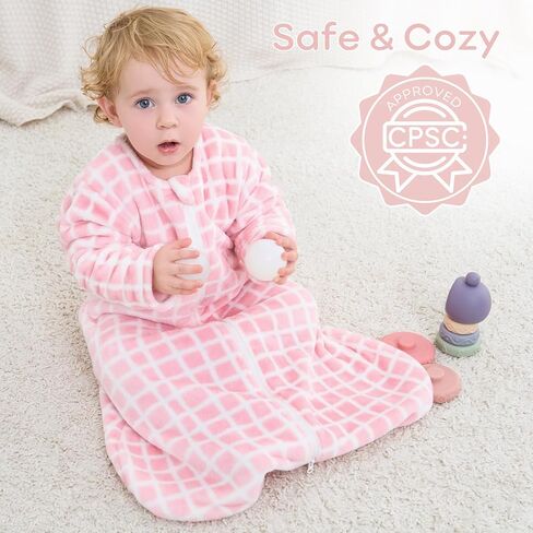 Yoofoss Baby Sleep Sack 12-18 Months, Long Sleeve Sleep Sack 1.5 Tog, Fleece Baby Wearable Blanket with 2-Way Zipper, Soft Warm in Saudi Arabia