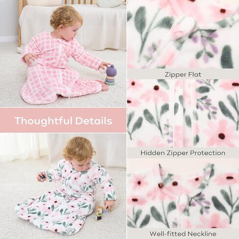 Yoofoss Baby Sleep Sack 12-18 Months, Long Sleeve Sleep Sack 1.5 Tog, Fleece Baby Wearable Blanket with 2-Way Zipper, Soft Warm in Saudi Arabia