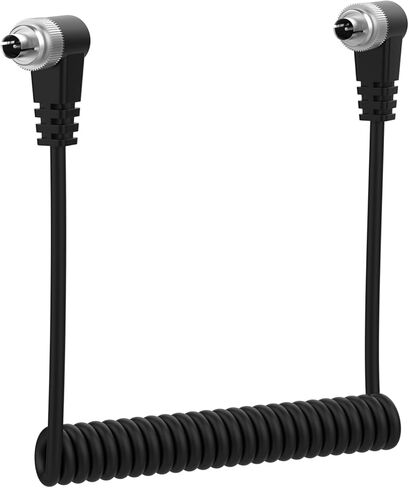 3.5mm to Male Flash PC Sync Cable Coiled Trigger Cord with Screw Lock Compatible with Canon 1D 5D 7D 60D 50D 40D 30D and PocketWizard Plus III/Plus X, Godox X2T, Studio Flash in Kuwait