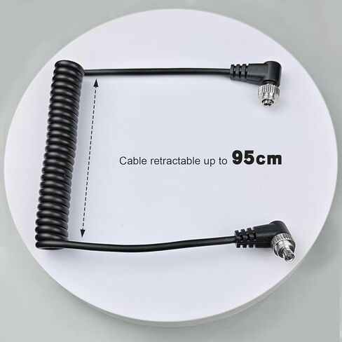 3.5mm to Male Flash PC Sync Cable Coiled Trigger Cord with Screw Lock Compatible with Canon 1D 5D 7D 60D 50D 40D 30D and PocketWizard Plus III/Plus X, Godox X2T, Studio Flash in Kuwait