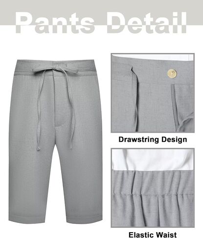 Retro Linen Boys Suit 2 Piece Slim Fit Suits Tuxedo Blazer Short Pants Set Prom Summer Kid Suits Wedding Outfit for Boy in Kuwait